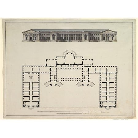 Public Domain Images Public Domain Images MET335928 North Elevation & Ground Plan of The Alexander Palace At Tsarskoe Selo Poster Print; 18 x 24 MET335928
